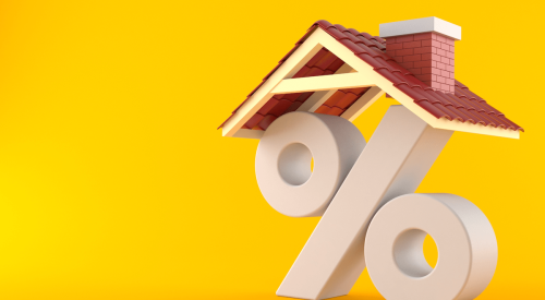 Mortgage rates percentage symbol with roof over it