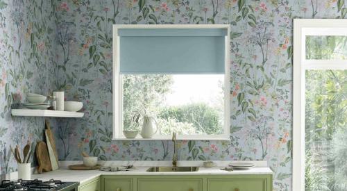 Graham & Brown floral wallpaper in kitchen