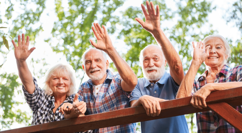 Group of Baby Boomers waves goodbye as they exit the housing market