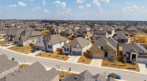 Aerial view of new single-family homes subdivision in Texas